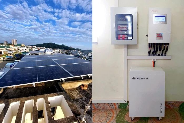 Hệ thống ĐMTMN kèm pin lưu trữ có tổng công suất là 8 kW của gia đình anh Vũ Văn Đồng, trú tại phường Hạc Thành, tỉnh Thanh Hóa mới được lắp đặt và đưa vào sử dụng trong tháng 8 năm 2026.