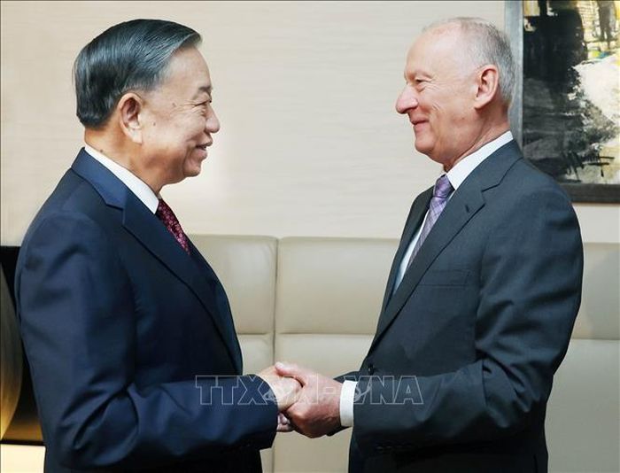 Tổng Bí thư, Chủ tịch nước Tô Lâm tiếp Trợ lý Tổng thống, Chủ tịch Hội đồng Biển Liên bang Nga Nicolai Patrushev. Ảnh: Thống Nhất/TTXVN
