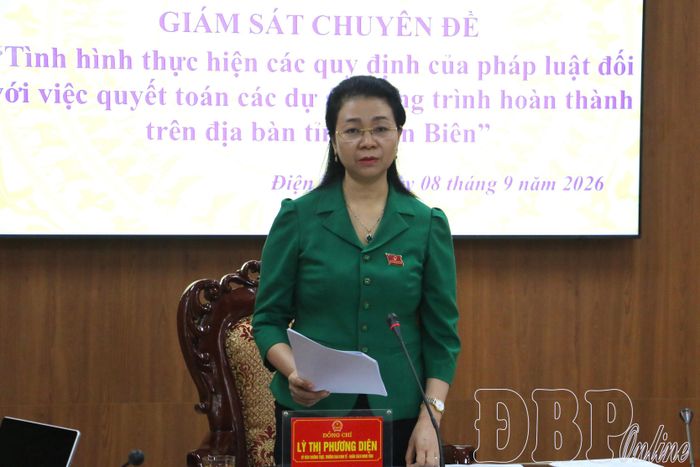 Đồng chí Lỳ Thị Phương Diện, Trưởng ban Kinh tế - Ngân sách HĐND tỉnh phát biểu tại buổi làm việc.