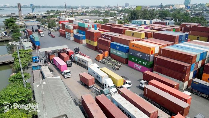 Hoạt động xuất nhập khẩu hàng hóa tại Cảng Đồng Nai. Ảnh: Ngọc Liên
