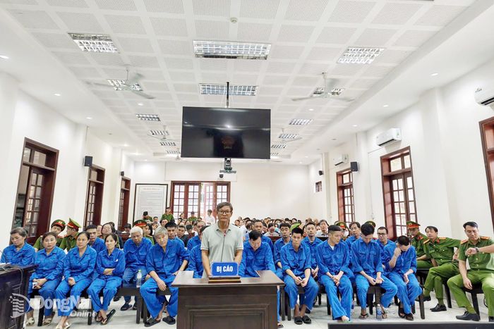 Các bị cáo tại phiên tòa xét xử. Ảnh: Tố Tâm