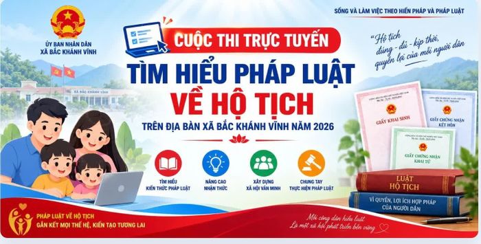 Cuộc thi trực tuyến “Tìm hiểu pháp luật về hộ tịch” trên địa bàn xã Bắc Khánh Vĩnh diễn ra từ ngày 9 đến 13-9.