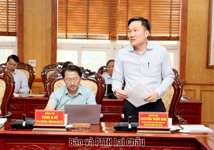 Đồng chí Nguyễn Tuấn Anh - Ủy viên dự khuyết Ban Chấp hành Trung ương Đảng, Phó Bí thư Thường trực Tỉnh uỷ phát biểu tại buổi làm việc.
