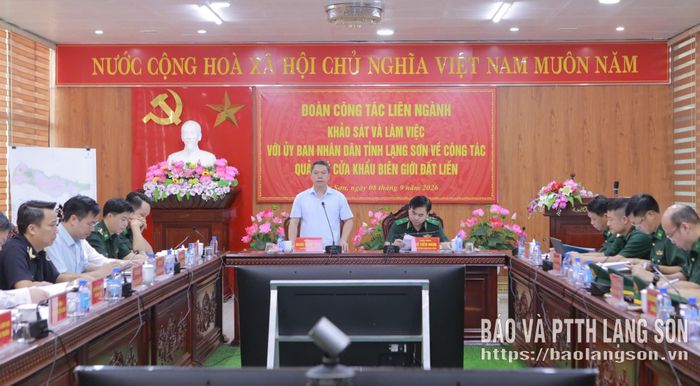 Đồng chí Đoàn Thanh Sơn, Phó Chủ tịch UBND tỉnh phát biểu tại buổi tiếp và làm việc với đoàn