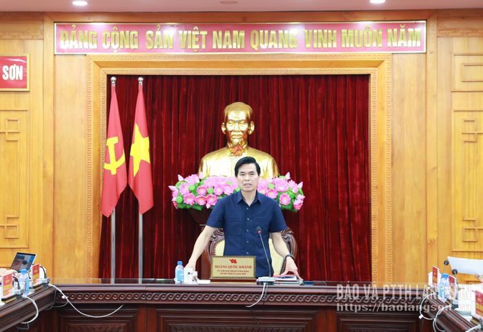 Đồng chí Hoàng Quốc Khánh, Ủy viên Trung ương Đảng, Bí thư Tỉnh ủy phát biểu kết luận buổi làm việc