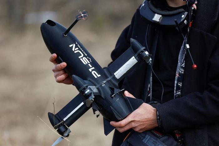 P1-Sun, một mẫu drone đánh chặn do công ty quốc phòng SkyFall của Ukraine chế tạo. Ảnh: Reuters