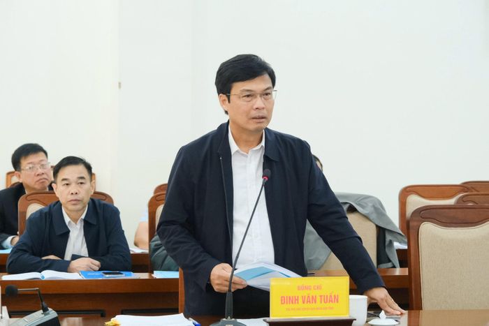Đồng chí Đinh Văn Tuấn, Tỉnh ủy viên, Phó Chủ tịch UBND tỉnh phát biểu tại hội nghị