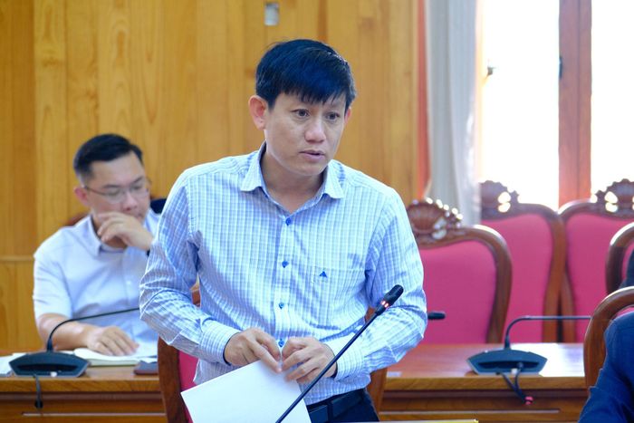 Ông Võ Đức Tuấn, Phó Giám đốc Sở Tài chính phát biểu tại buổi làm việc
