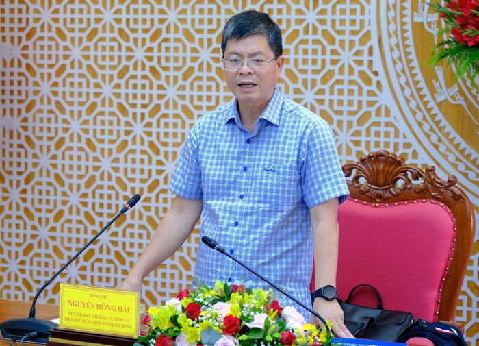 Uỷ viên Ban Thường vụ Tỉnh ủy, Phó Chủ tịch UBND tỉnh Lâm Đồng Nguyễn Hồng Hải phát biểu kết luận tại buổi làm việc