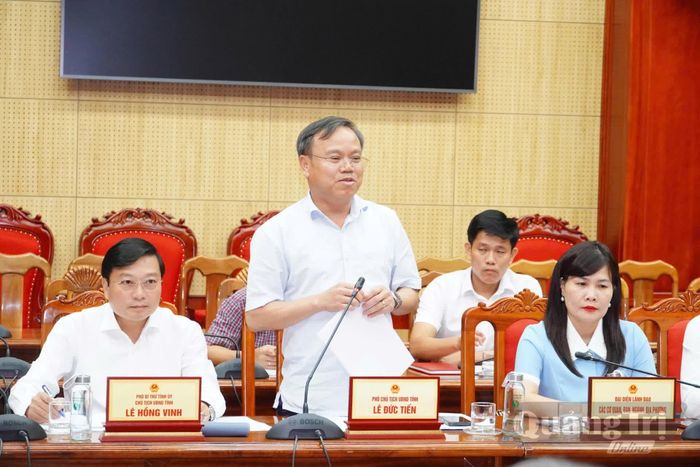 Đồng chí Lê Đức Tiến, Phó Chủ tịch UBND tỉnh phát biểu tại buổi làm việc - Ảnh: N.L