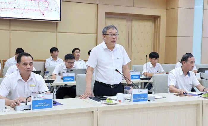 Phó Tổng giám đốc EVN Phạm Hồng Phương phát biểu tại buổi làm việc