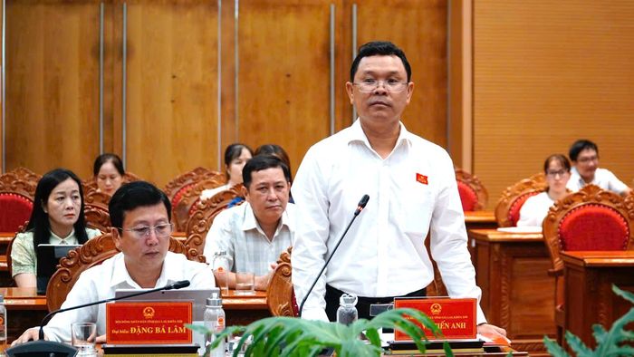 Đại biểu Vũ Tiến Anh, Chánh văn phòng Đoàn ĐBQH và HĐND tỉnh Gia Lai nêu vấn đề “đếm chim bay” khi nói về việc trình các dự án dựa trên nguồn thu tiền sử dụng đất, trong khi thực tế nguồn này chưa thu được.
