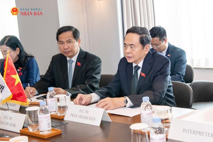 Chủ tịch Quốc hội Trần Thanh Mẫn phát biểu tại cuộc tiếp