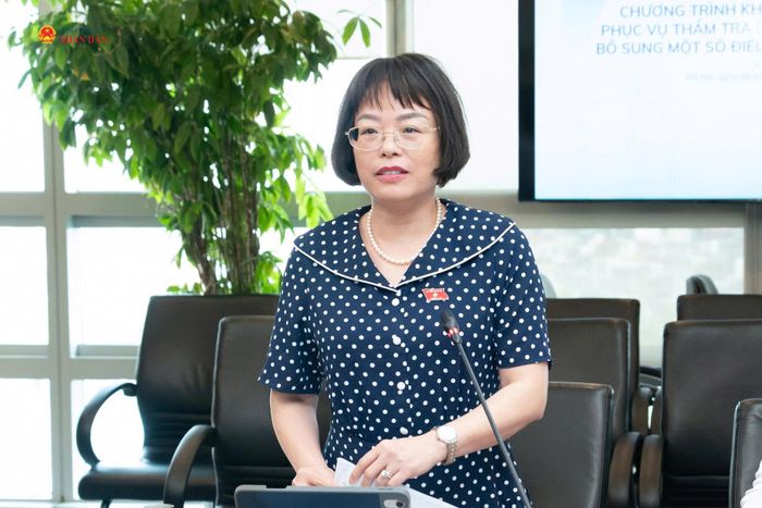 Phó Chủ nhiệm Ủy ban Khoa học, Công nghệ và Môi trường Nguyễn Thị Mai Phương phát biểu tại buổi làm việc