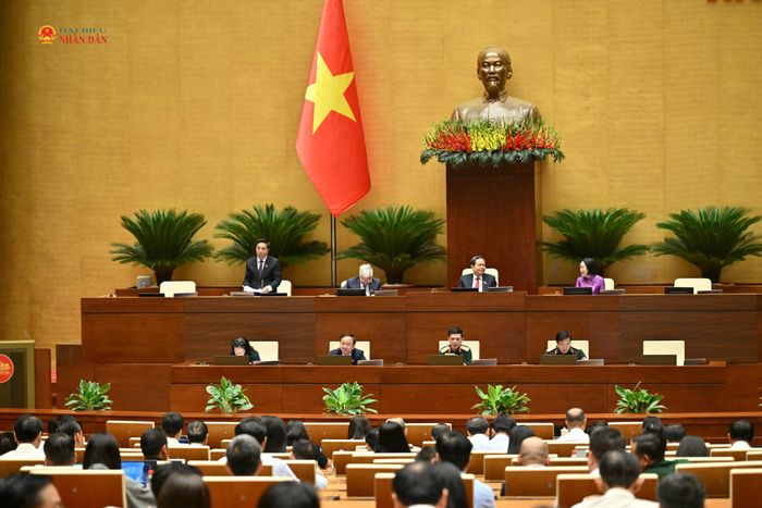 Quốc hội thảo luận tại hội trường về dự án Luật Phòng, chống phổ biến vũ khí hủy diệt hàng loạt. Ảnh: Quang Khánh