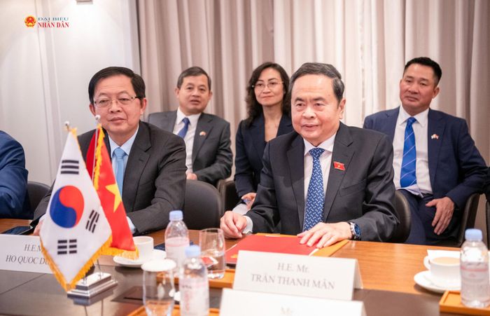 Chủ tịch Quốc hội Trần Thanh Mẫn phát biểu tại cuộc tiếp