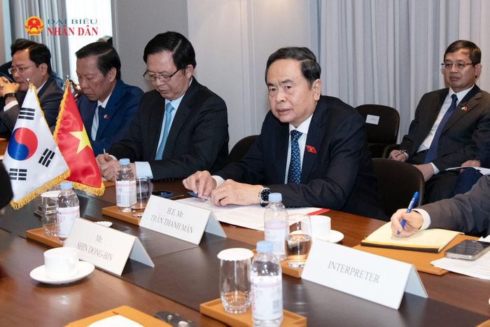 Chủ tịch Quốc hội Trần Thanh Mẫn phát biểu tại cuộc tiếp