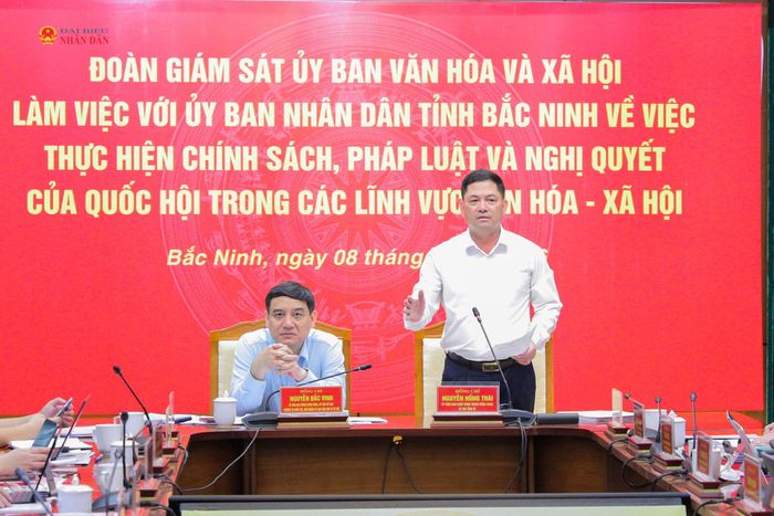 Bí thư Tỉnh ủy Bắc Ninh Nguyễn Hồng Thái cảm ơn Quốc hội đã thông qua Nghị quyết thành lập thành phố Bắc Ninh; cam kết địa phương sẽ thực hiện tốt hơn các chính sách văn hóa - xã hội