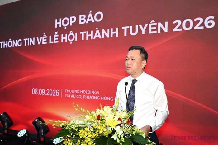 Phó Chủ tịch UBND tỉnh Tuyên Quang Đỗ Hùng Đức phát biểu tại buổi họp báo. Ảnh: UBND tỉnh Tuyên Quang