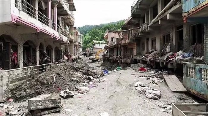 Khu vực bị lũ quét tàn phá tại Nuwakot, Nepal. Ảnh: ANI/TTXVN