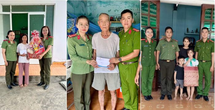 Lực lượng Công an xã Thăng Điền thăm, tặng quà trẻ em nghèo hiếu học, gia đình khó khăn trên địa bàn xã.