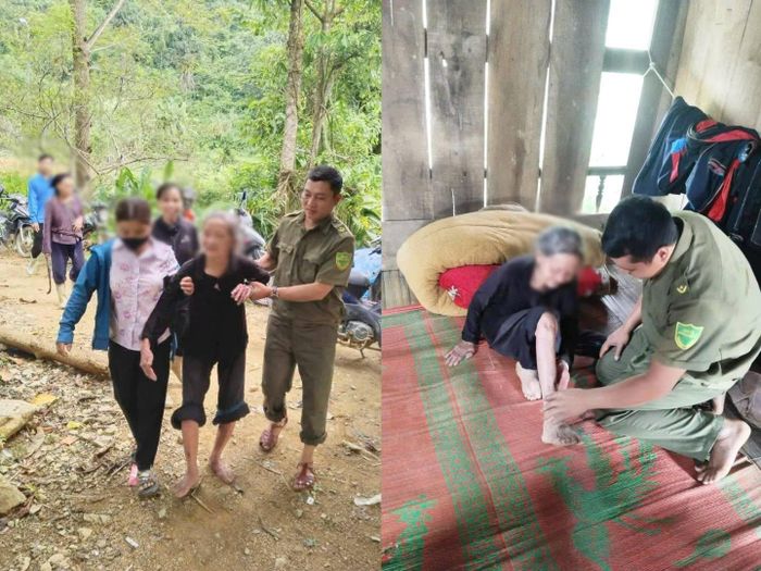 Bà D. được tìm thấy cách nhà 2 km. Ảnh: CA. ↵
