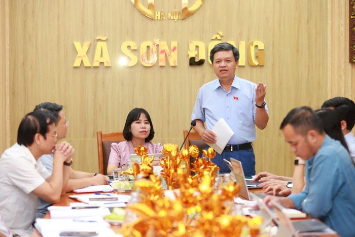 Phó Chủ nhiệm Ủy ban Khoa học, Công nghệ và Môi trường của Quốc hội Tạ Đình Thi tham gia cùng đoàn giám sát và phát biểu tại buổi làm việc. Ảnh: Văn Tuyến