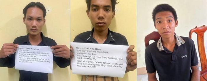 Nhóm đối tượng bị bắt giư. Ảnh: Công an TP Đồng Nai.