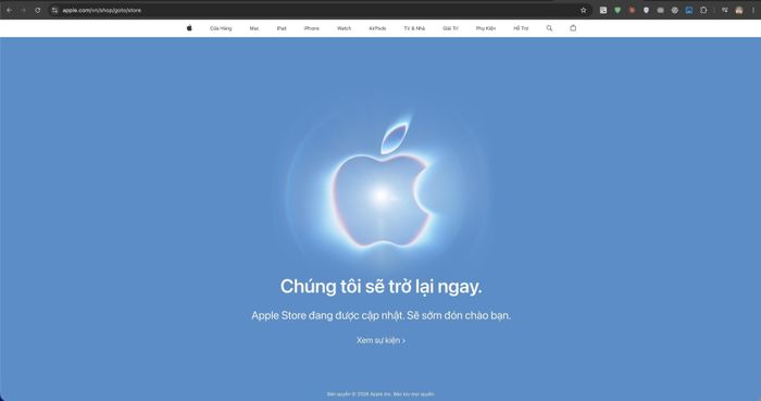  Giao diện website Apple Store Việt Nam trước 19h ngày 9/9.