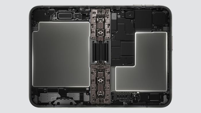 Cách bố trí 2 viên pin của iPhone Duo.