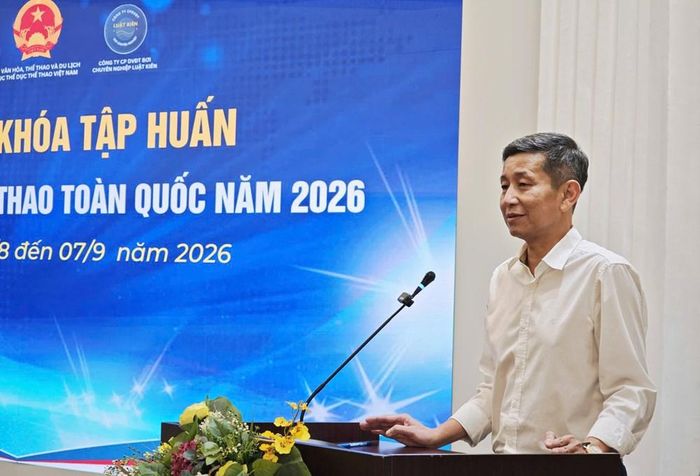 Cục trưởng Cục Thể dục thể thao Việt Nam Nguyễn Danh Hoàng Việt phát biểu tại khoá tập huấn