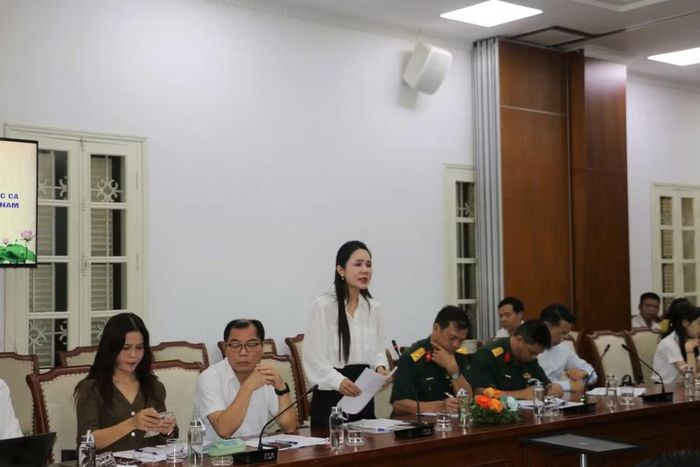 Chị Nguyễn Thị Thanh Huyền, Vụ Tuyên truyền (Ban Tuyên giáo Trung ương) phát biểu tại hội thảo. (Ảnh: Ban tổ chức cung cấp)