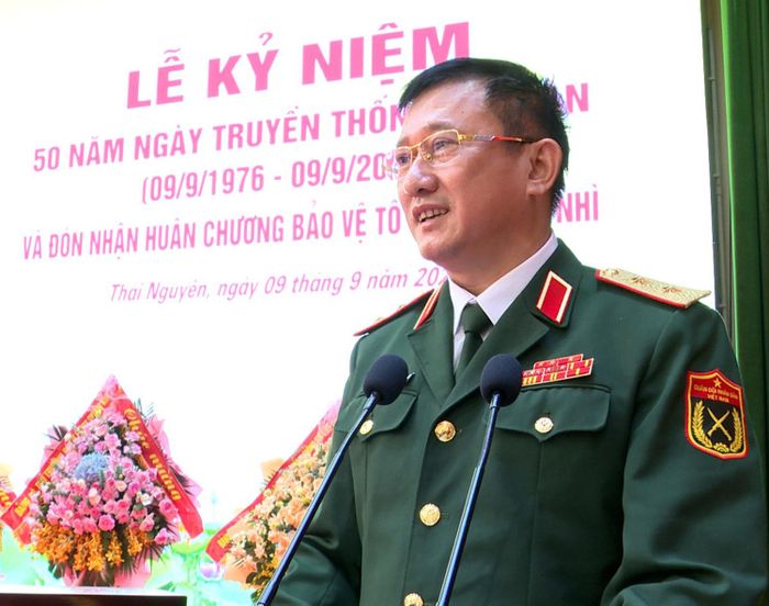 Trung tướng La Công Phương phát biểu tại buổi lễ.