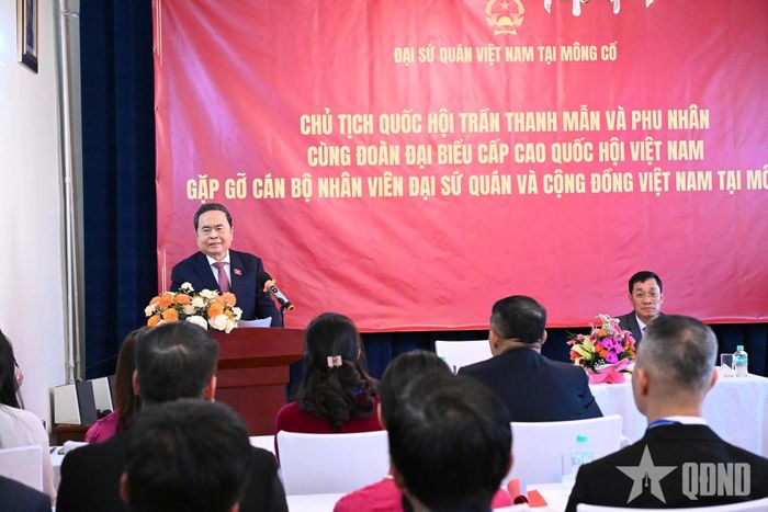 Chủ tịch Quốc hội Trần Thanh Mẫn phát biểu tại cuộc gặp.