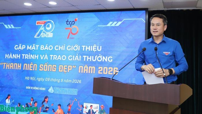 Đồng chí Nguyễn Kim Quy, Bí thư Ban Chấp hành Trung ương Đoàn, Phó Chủ tịch Thường trực Trung ương Hội Liên hiệp Thanh niên Việt Nam chia sẻ thông tin về Giải thưởng "Thanh niên sống đẹp" năm 2026. Ảnh: Thùy Chi