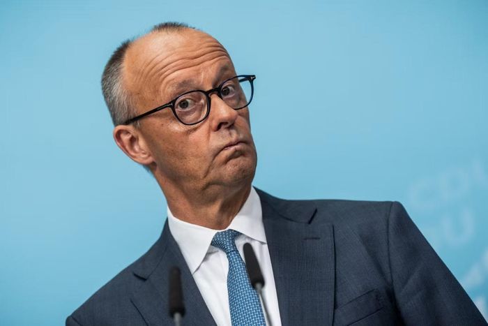 Thủ tướng Đức Friedrich Merz tại cuộc họp báo hậu chiến thắng áp đảo của đảng AfD tại Saxony-Anhalt. (Ảnh: AP)