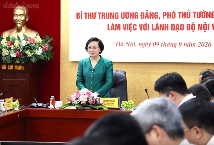 Phó Thủ tướng Phạm Thị Thanh Trà tại buổi làm việc với Bộ Nội vụ. (Ảnh: Thu Giang)