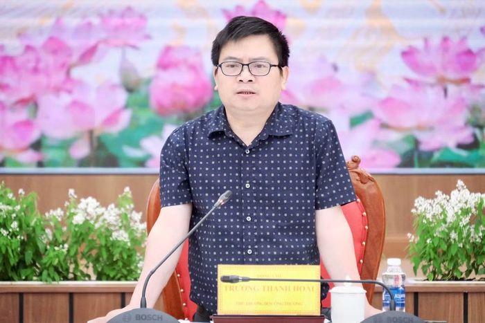 Thứ trưởng Bộ Công Thương Trương Thanh Hoài phát biểu tại buổi làm việc.