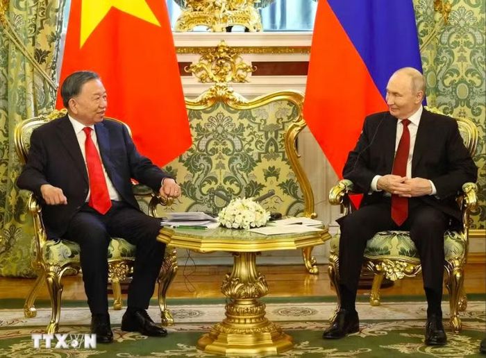 Tổng Bí thư, Chủ tịch nước Tô Lâm hội đàm với Tổng thống Nga Vladimir Putin. Ảnh: TTXVN