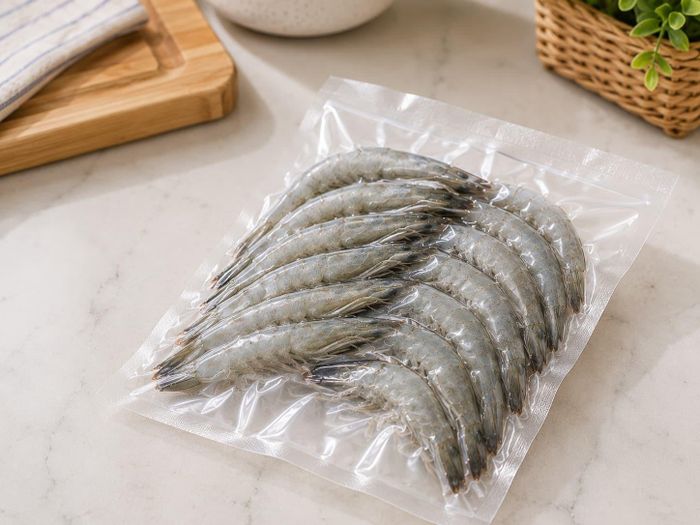 Hút chân không là cách bảo quản tôm chất lượng. Ảnh minh họa: AI