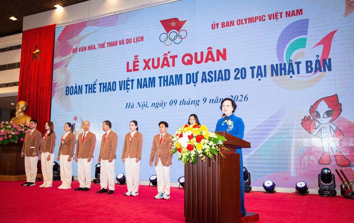 Phát biểu chỉ đạo ở lễ xuất quân đoàn TTVN, Phó Thủ tướng Chính phủ Phạm Thị Thanh Trà đoàn luôn mạnh khỏe, tự tin, thi đấu thành công tại Asiad.