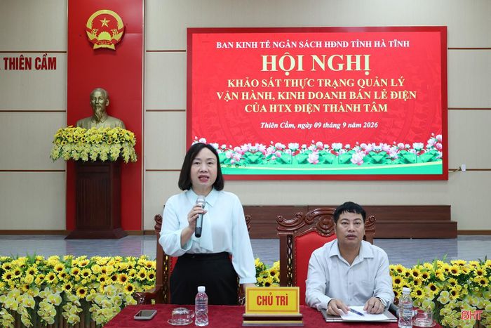 Trưởng ban Kinh tế - Ngân sách, HĐND tỉnh Hà Tĩnh Nguyễn Thị Thúy Nga phát biểu tại buổi khảo sát.