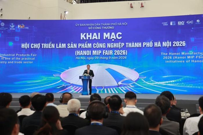 Ông Trần Đức Hải, Giám đốc Sở Công Thương Hà Nội phát biểu tại sự kiện. (Ảnh: Minh Hiếu/Vietnam+)