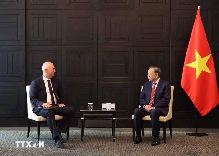 Tổng Bí thư, Chủ tịch nước Tô Lâm tiếp Quỹ Đầu tư trực tiếp Liên bang Nga (RDIF) Kiril Dmitriev. (Ảnh: Thống Nhất/TTXVN)