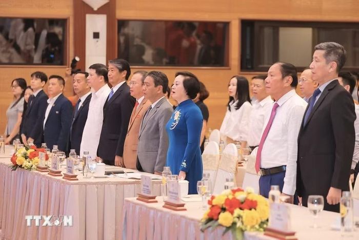 Đại biểu tham dự lễ xuất quân. (Ảnh: Minh Quyết/TTXVN)