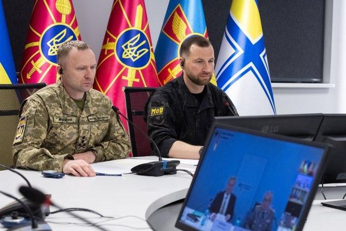 Đại diện Ukraine tham dự cuộc họp lần thứ 36 của Nhóm Liên lạc Quốc phòng Ukraine (Ramstein). Ảnh: Bộ Quốc phòng Ukraine
