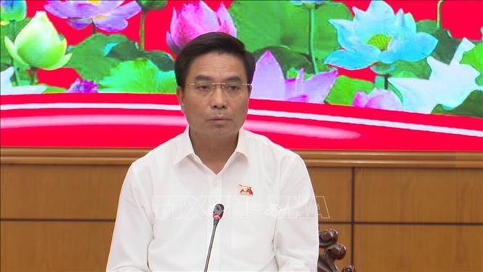 Thượng tướng Nguyễn Doãn Anh, Ủy viên Trung ương Đảng, Phó Chủ tịch Quốc hội, Phó Trưởng Ban Thường trực Ban Chỉ đạo, Trưởng Đoàn khảo sát, phát biểu chỉ đạo.