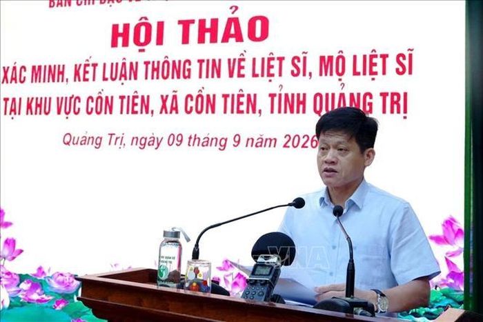 Ông Lê Văn Bảo, Phó Chủ tịch UBND tỉnh Quảng Trị, phát biểu khai mạc hội thảo. Ảnh: TTXVN phát