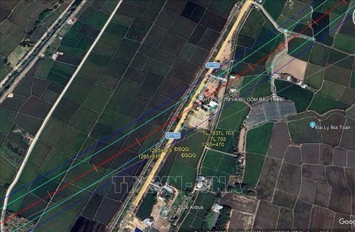 Phác họa đoạn tuyến đường sắt tốc độ cao Bắc – Nam đi qua xã Ninh Phước. Ảnh: Công Thử/TTXVN