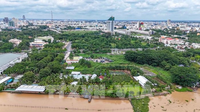 Khu vực cồn Cái Khế, thành phố Cần Thơ nhìn từ trên cao. Ảnh: Thanh Liêm - TTXVN 